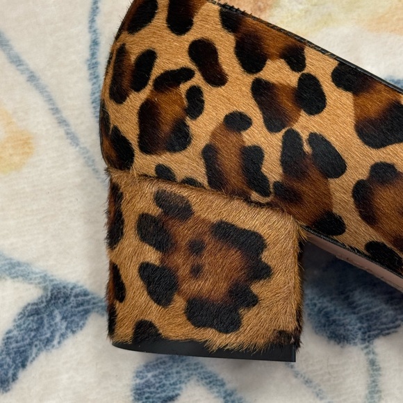 J. Crew Dyed Calf Hair Italian Leopard Print Block Heel Pumps 9 - Picture 2 of 8